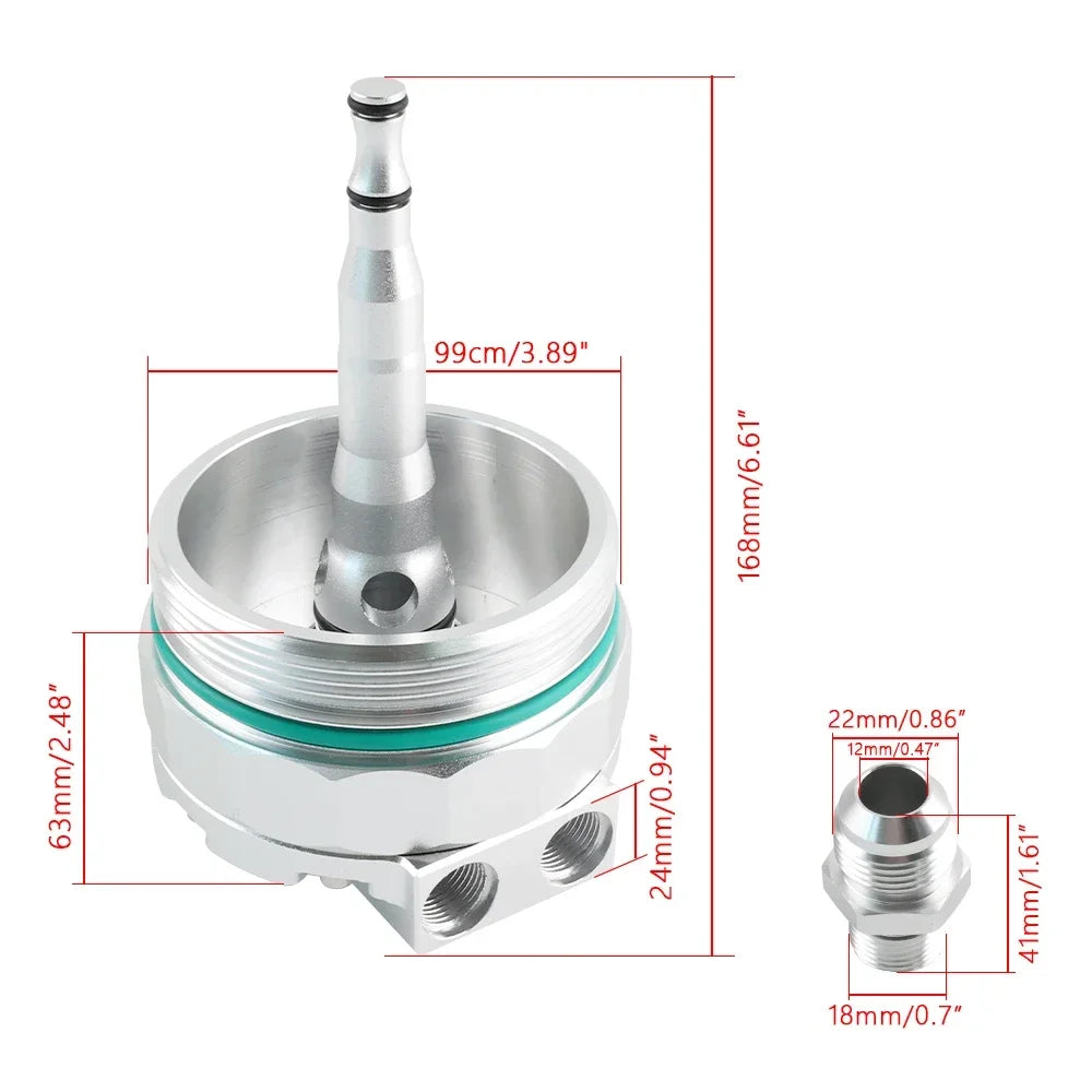 Two Oil Filter Caps with Cooler Ports for BMW models M52/M54 (E46, E36), Z4 (E39) - Replacement Part.