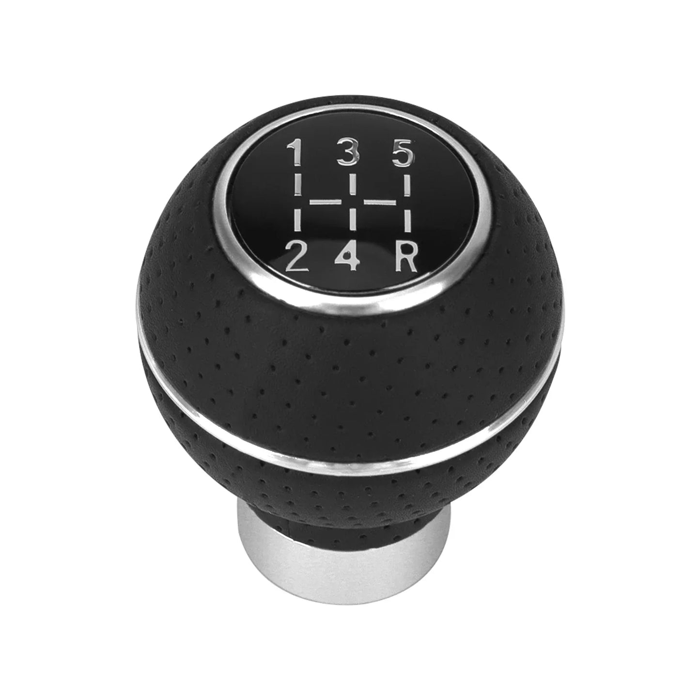 Black anodized aluminum gear shift knob on white. Compatible with M8/M10/M11/M12. Professional upgrade for cars and trucks. D
