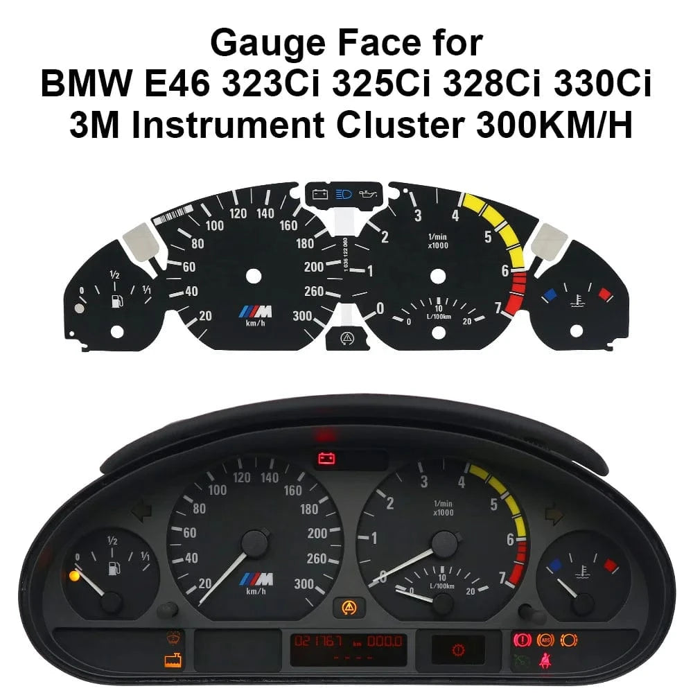 Gauge face For BMW E46 323Ci 325Ci 328Ci 330Ci 3M Instrument Cluster 300KM/H - JustUsRacers