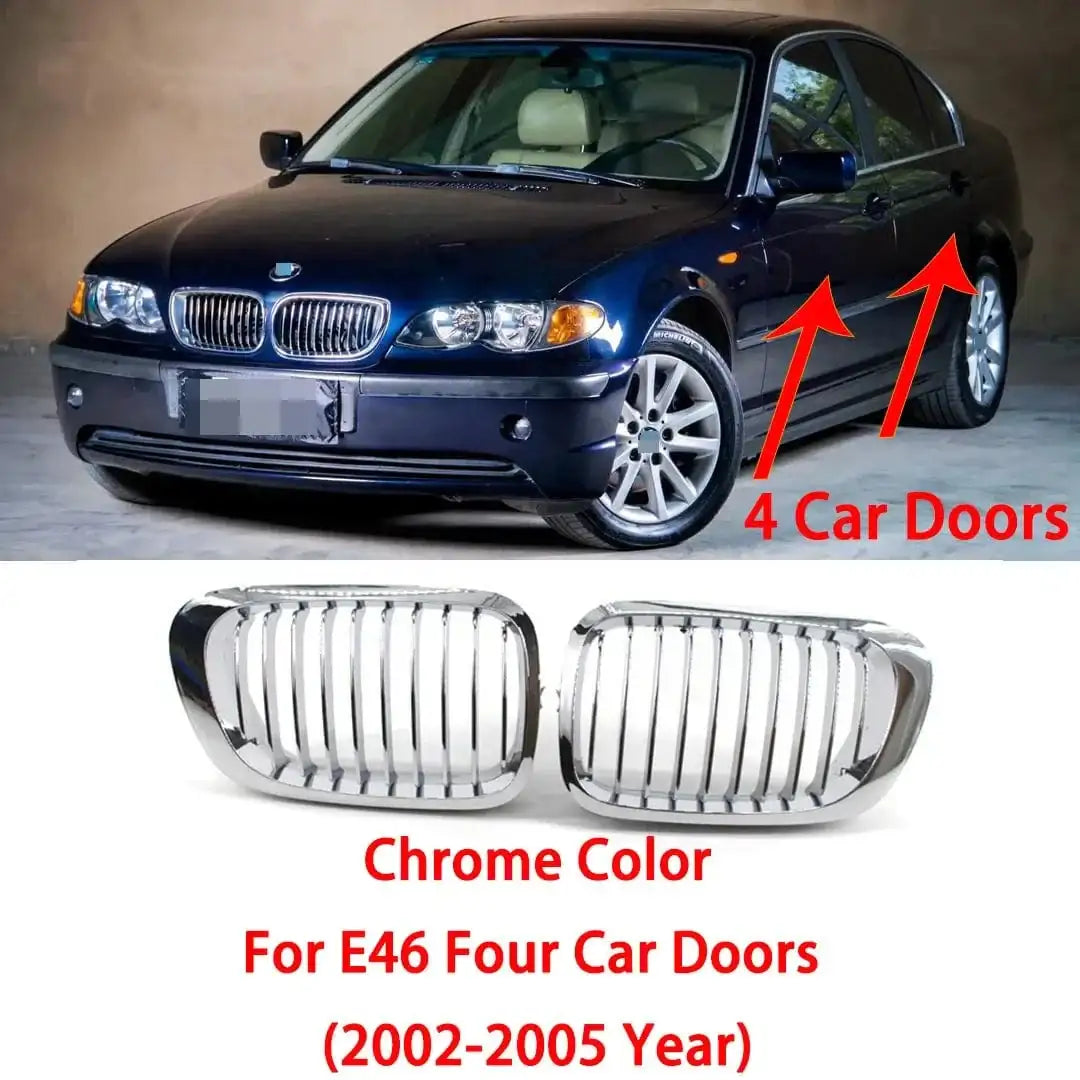 BMW E46 Kidney Grille Double Slats Black – 3 Series 2002–2005 (320i 325i 325xi 330i 330xi 4-Door) - JustUsRacers