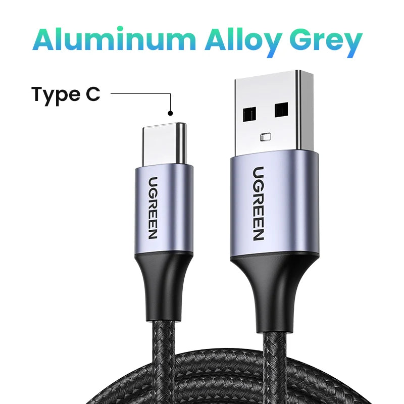 'Ugreen Micro USB-C to USB-C cable. 2A fast charging. Nylon braided. Length: [actual length]. Compatible with most devices.'