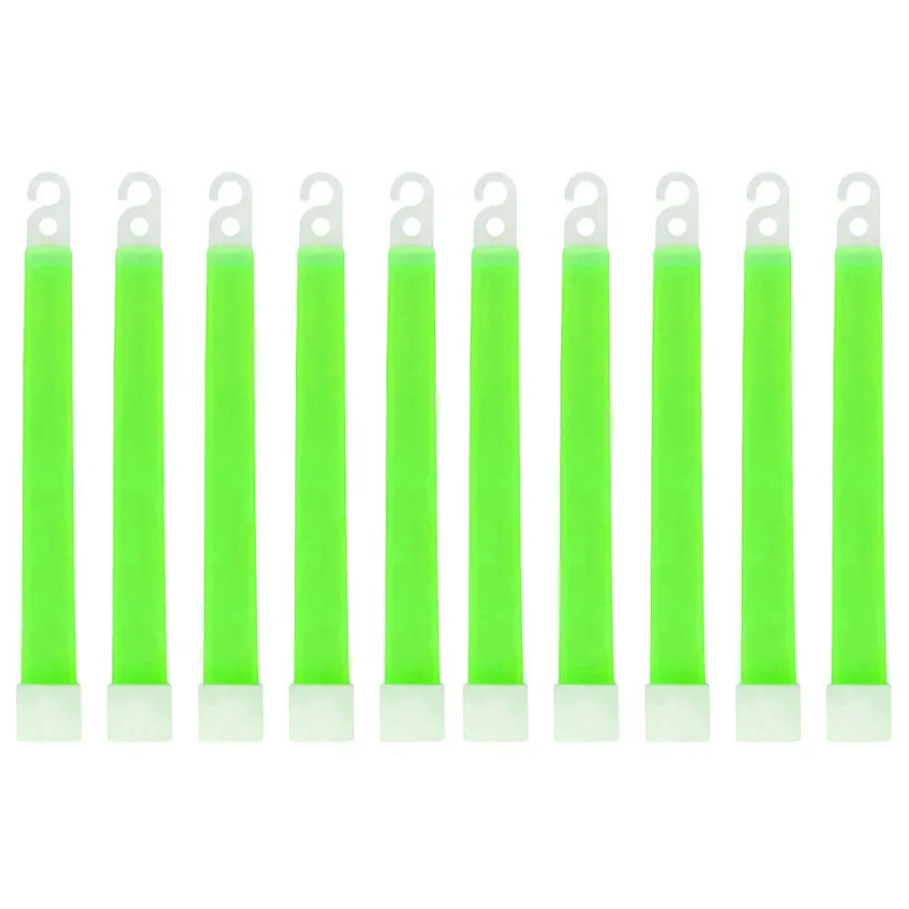 Six 6-inch military-grade glow sticks for emergency use in camping, hiking, and outdoor activities or car safety. Glow sticks