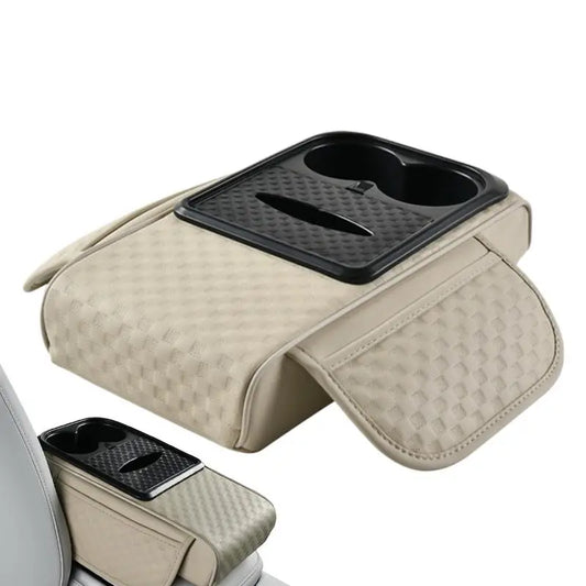 Leather Car Armrest Cover Cushion with Organizer - JustUsRacers