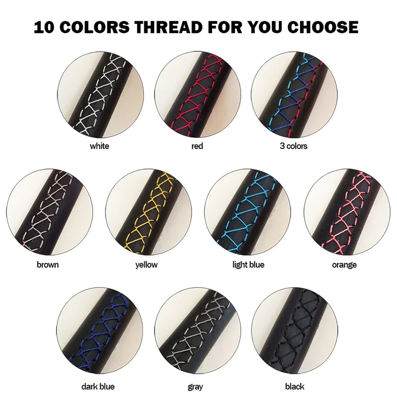 "DIY BMW E36 E46 E39 steering wheel cover in 10 color options: Soft leather with adhesive nail sticks for customization."