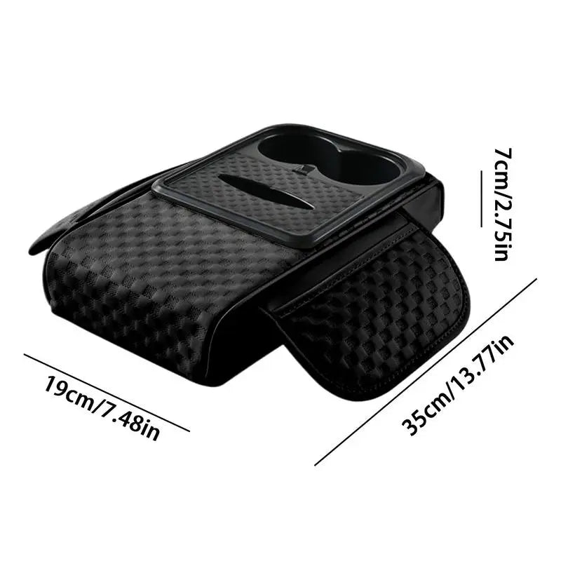 Leather Car Armrest Cover Cushion with Organizer - JustUsRacers