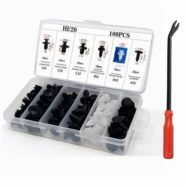 "800pc Car Fastener Kit: Includes various screws for trim and panel repair."