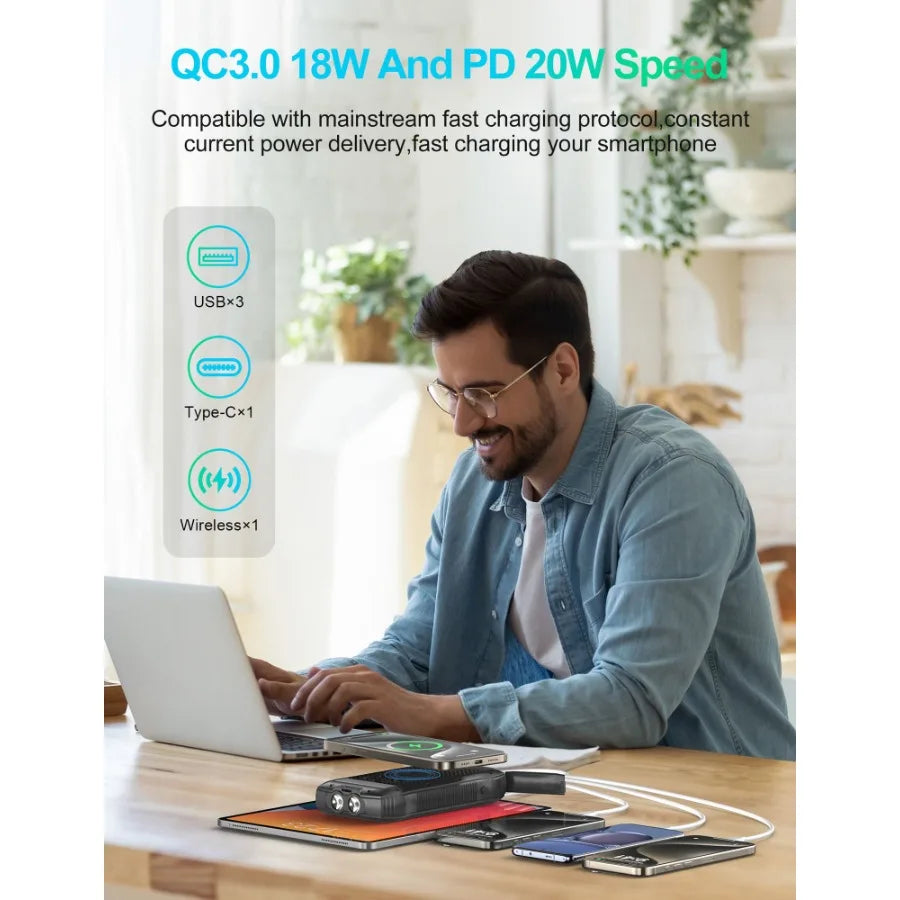 Portable Solar Power Bank 33500mAh with Flashlight - JustUsRacers