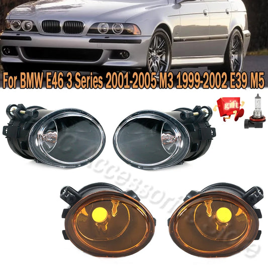 Front Bumper Fog Lamp Assembly with Bulb for BMW 3 Series, M5 E39, M3 E46 - JustUsRacers