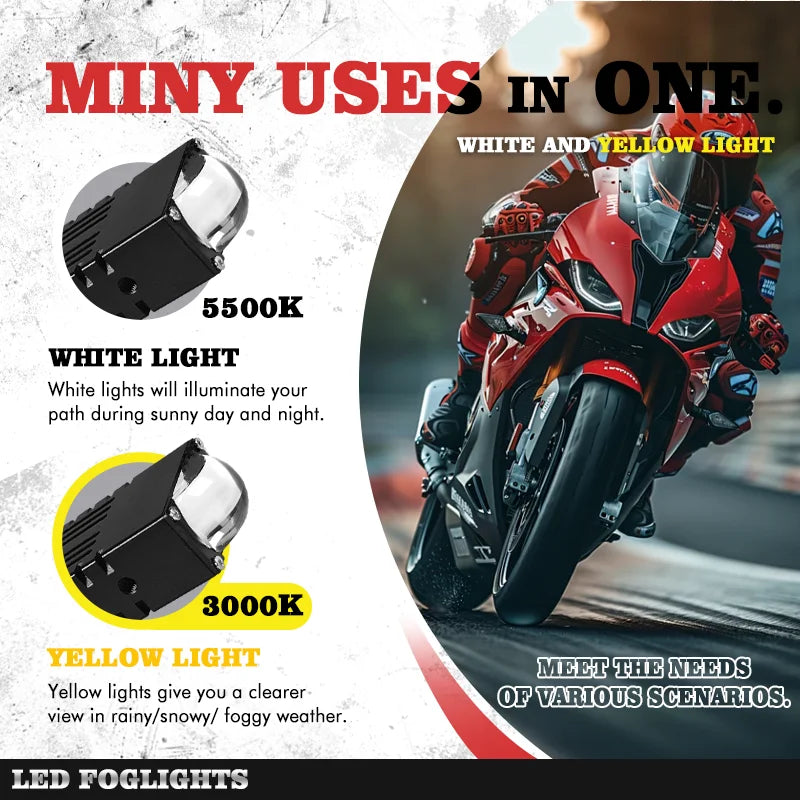 LED Headlight Bumper Fog Lamps Projector Mini Driving Lights - JustUsRacers