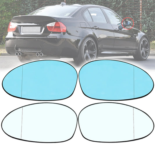 Two BMW E46, E90, E91, E87, and E88 rearview mirror glass sets. Replacement for damaged parts.