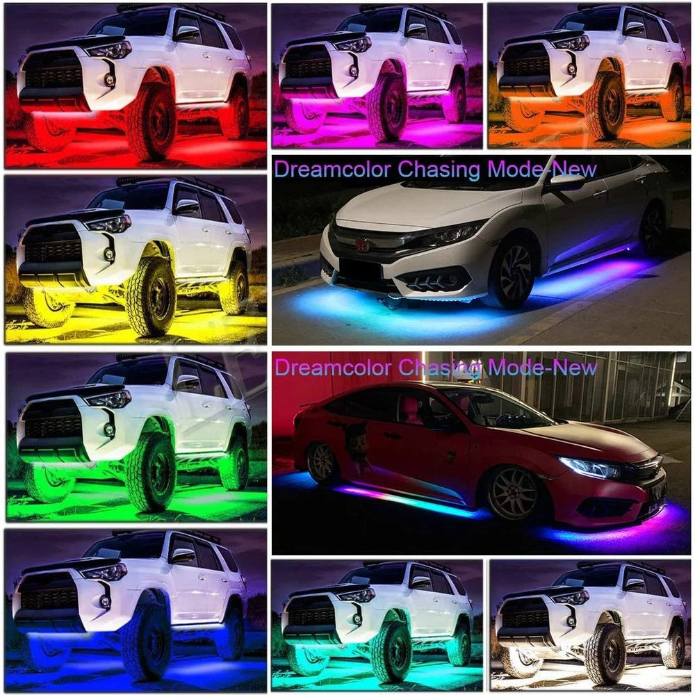 "RGB Car Underglow Neon Lights - LED Strip Kit with app and remote control (120x150cm)"