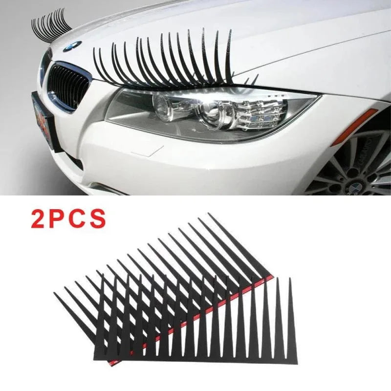 '2pc 3D false eyelashes - car headlight embellishment. Fits front lights. Easy to install.'