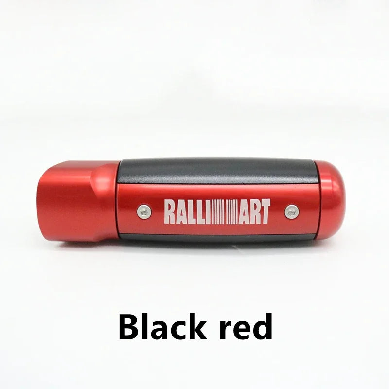 Red and black aluminum handbrake cover for Mitsubishi vehicles: Lancer, ASX, Outlander, Evo.