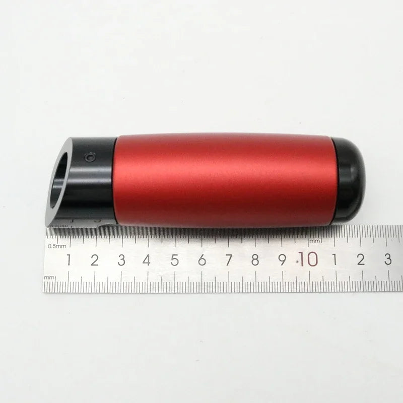 Red and black Aluminum Handbrake Cover for Mitsubishi Lancer, ASX, Outlander, Evo. Enhances appearance.