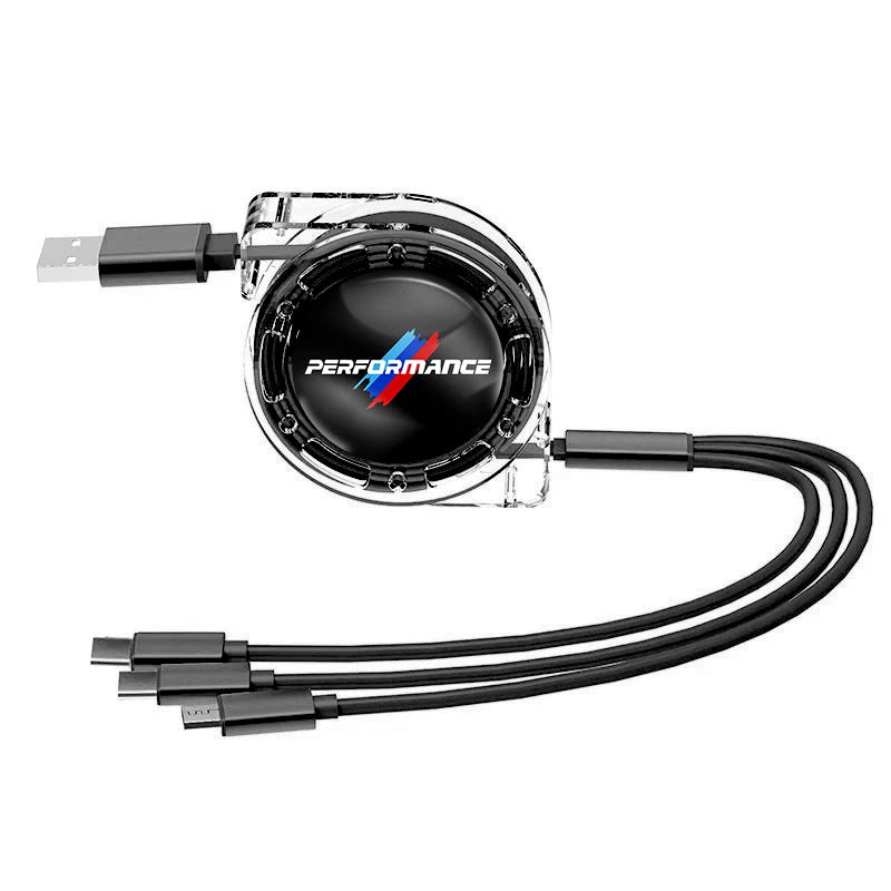 "3-in-1 USB-C Fast Charging Cable for BMW and universal use. Compatible with Type-C devices."