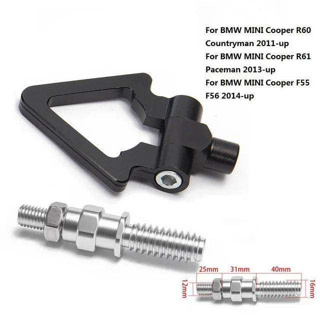 Universal aluminum towbar for BMW E46, E36, E30, E90 models. Features 20mm x 20mm x 20mm and 30mm diameter mounting points.