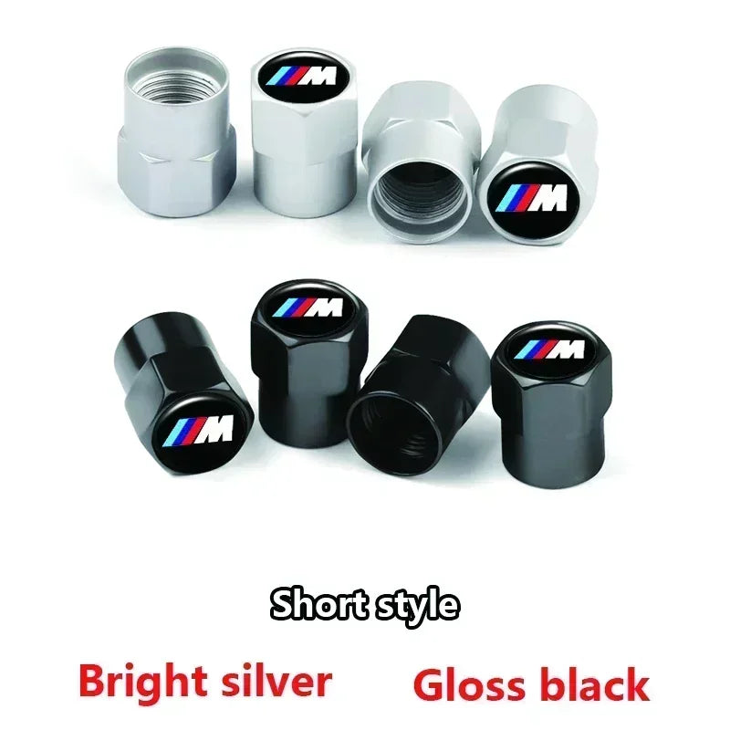 Set of 4 BMW M Logo Tire Valve Caps for E36 and E46 models. Authentic BMW accessory. Enhance your vehicle's appearance.