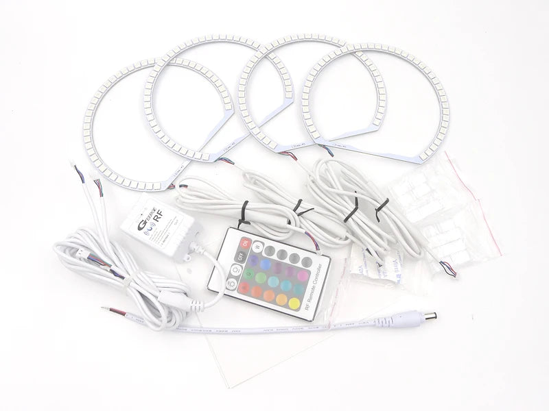 "RGB LED Angel Eyes Kit for BMW: E36, E38, E39, E46. Customize your vehicle with this RGB LED ring light kit."