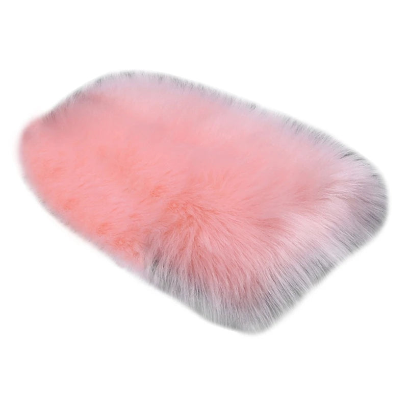 Furry Sheepskin Wool Car Armrest Cover - JustUsRacers