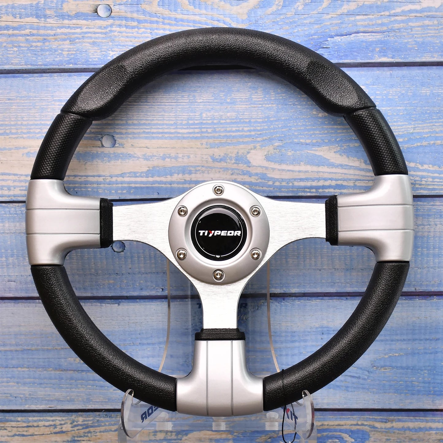 320mm TIYPEOR PU steering wheel. Premium racing-style wheel on neutral background. Suitable for custom builds or sim rigs. Di