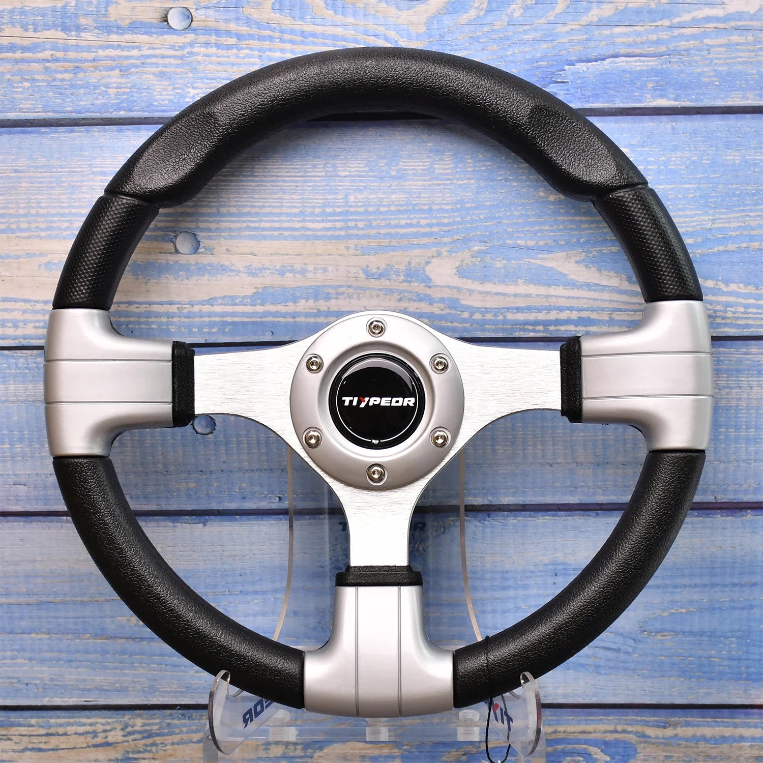 320mm TIYPEOR PU steering wheel. Premium racing-style wheel on neutral background. Suitable for custom builds or sim rigs. Di