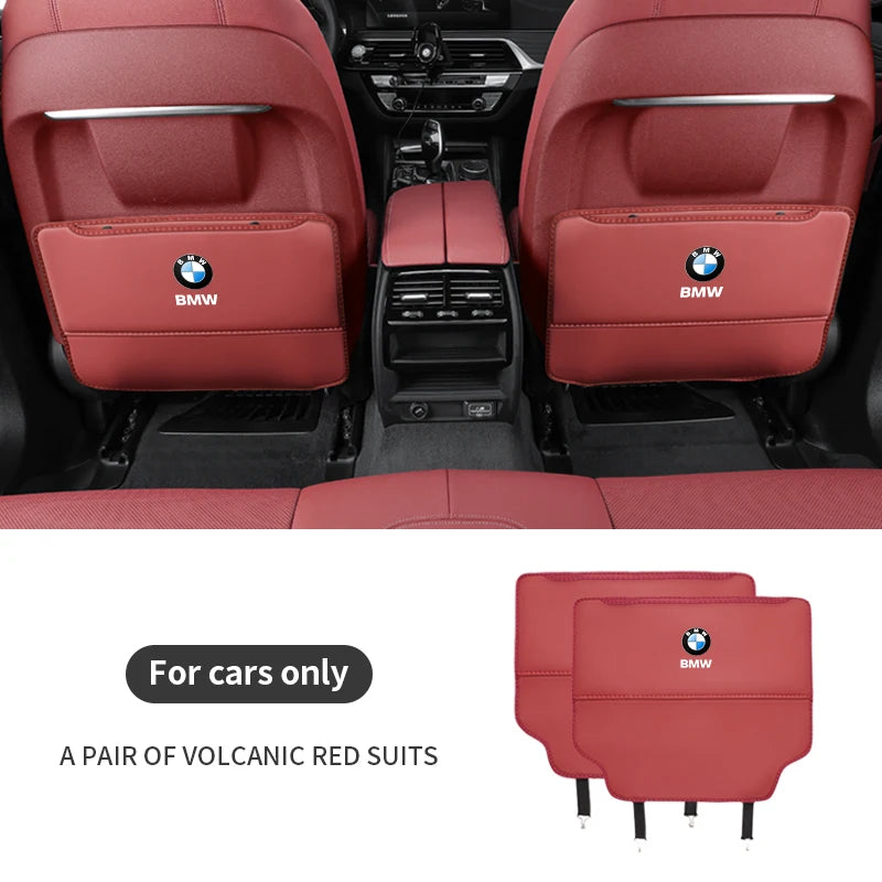 "BMW E36 E46 seat back kick pad with storage bag in genuine leather."