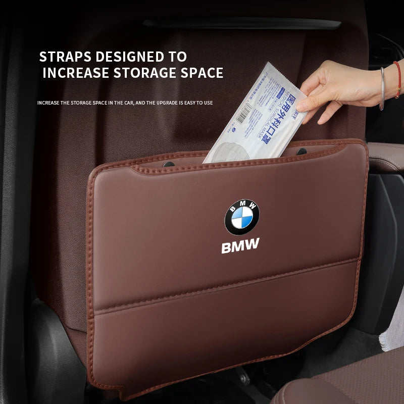 "BMW original leather seat back pocket with attached storage bag for E36 and E46 models."