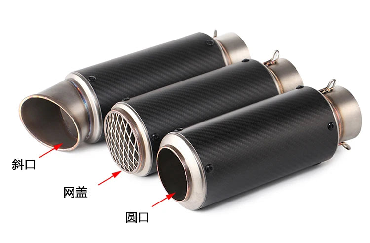 Two carbon fiber Universal GP exhaust components for Suzuki GSX-S1000 and Versys motorcycles.