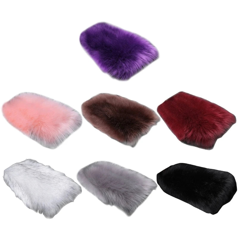 Furry Sheepskin Wool Car Armrest Cover - JustUsRacers