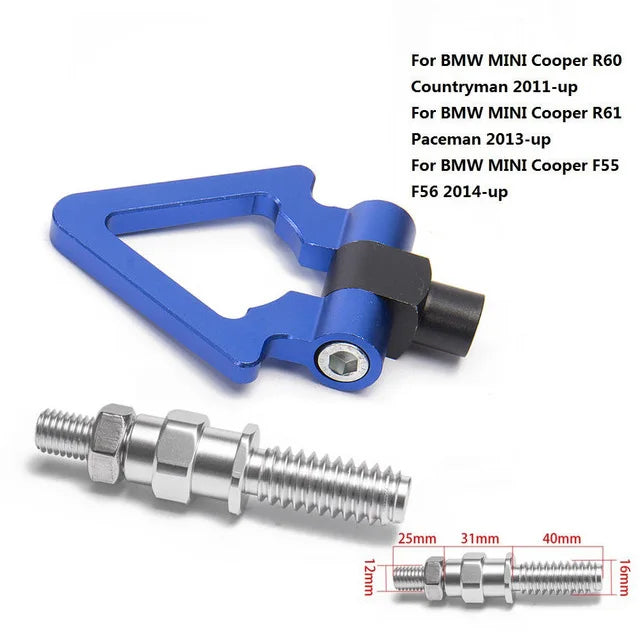 Universal aluminum towbar for BMW E46, E36, E30, E90. Dimensions: 20mm x 20mm x 20mm, with additional extensions of 30mm each