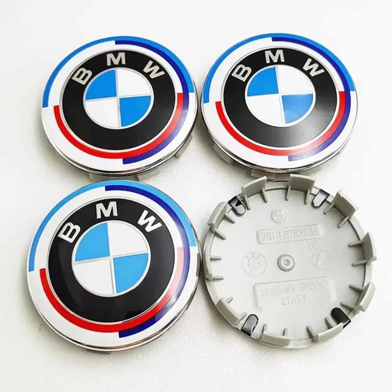 Set of 4 BMW wheel center caps in sizes 56mm and 68mm.

Or more succinctly:

BMW wheel center caps (set of 4): 56mm, 68mm.