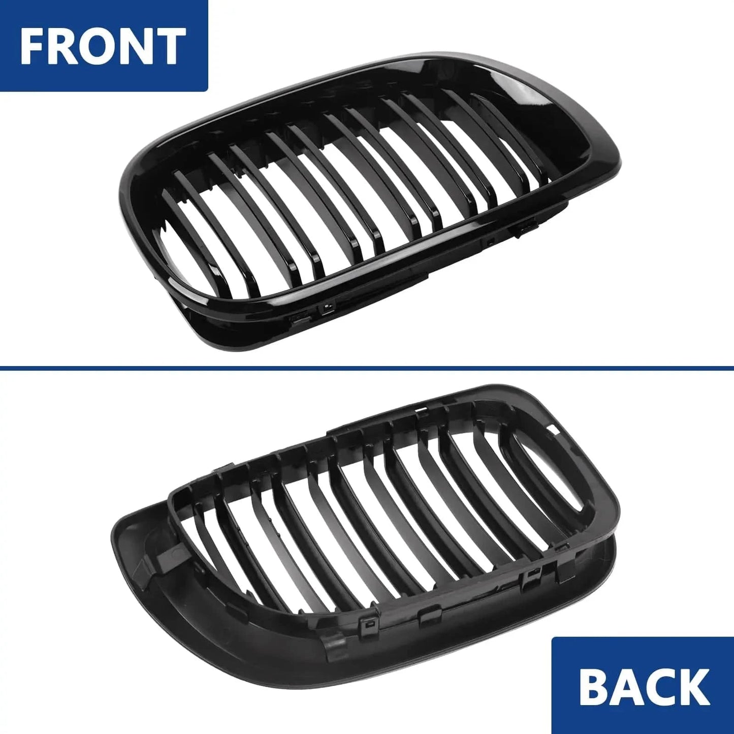 BMW E46 Kidney Grille Double Slats Black – 3 Series 2002–2005 (320i 325i 325xi 330i 330xi 4-Door) - JustUsRacers