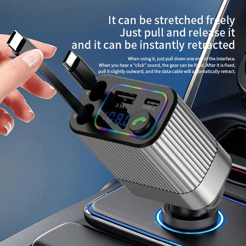 'Car Bluetooth 5.3 FM transmitter with dual Type-C ports and USB PD fast charging - Anker model.'
