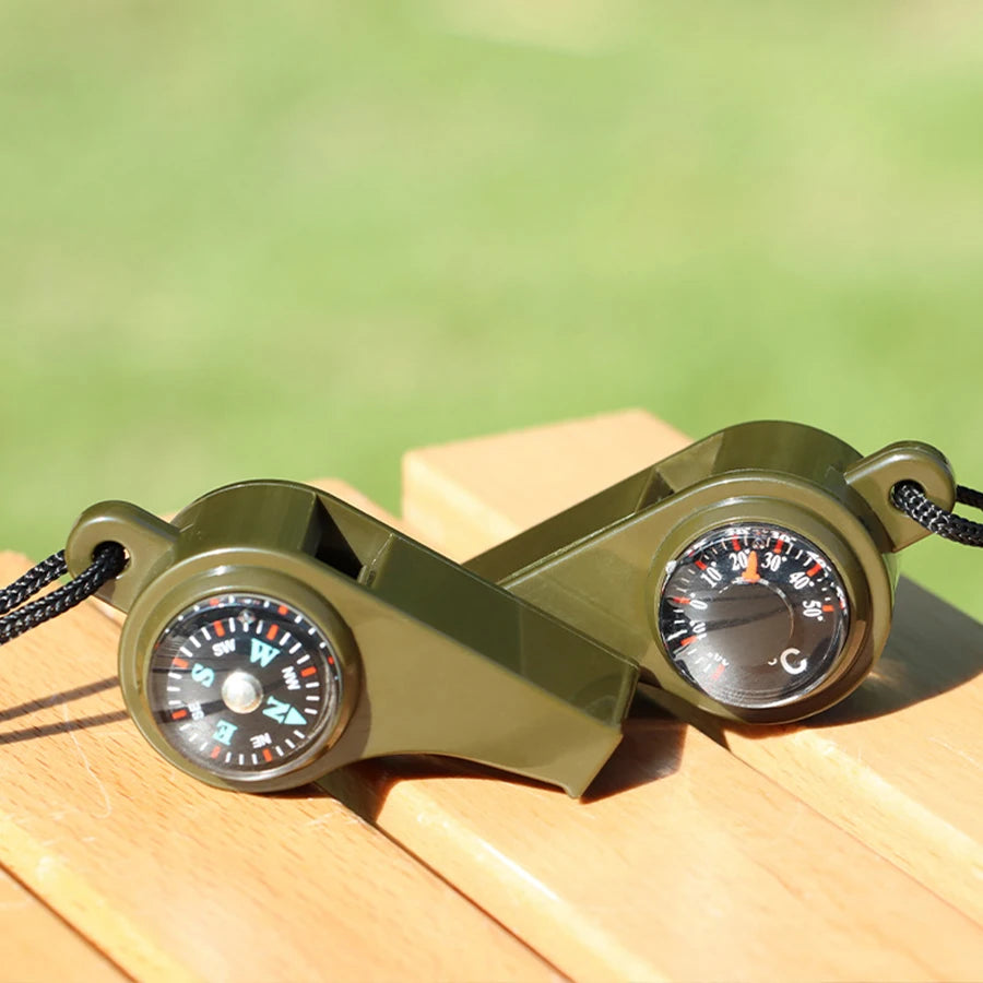 High Decibel Emergency Rescue Whistle with Compass and Thermometer - JustUsRacers