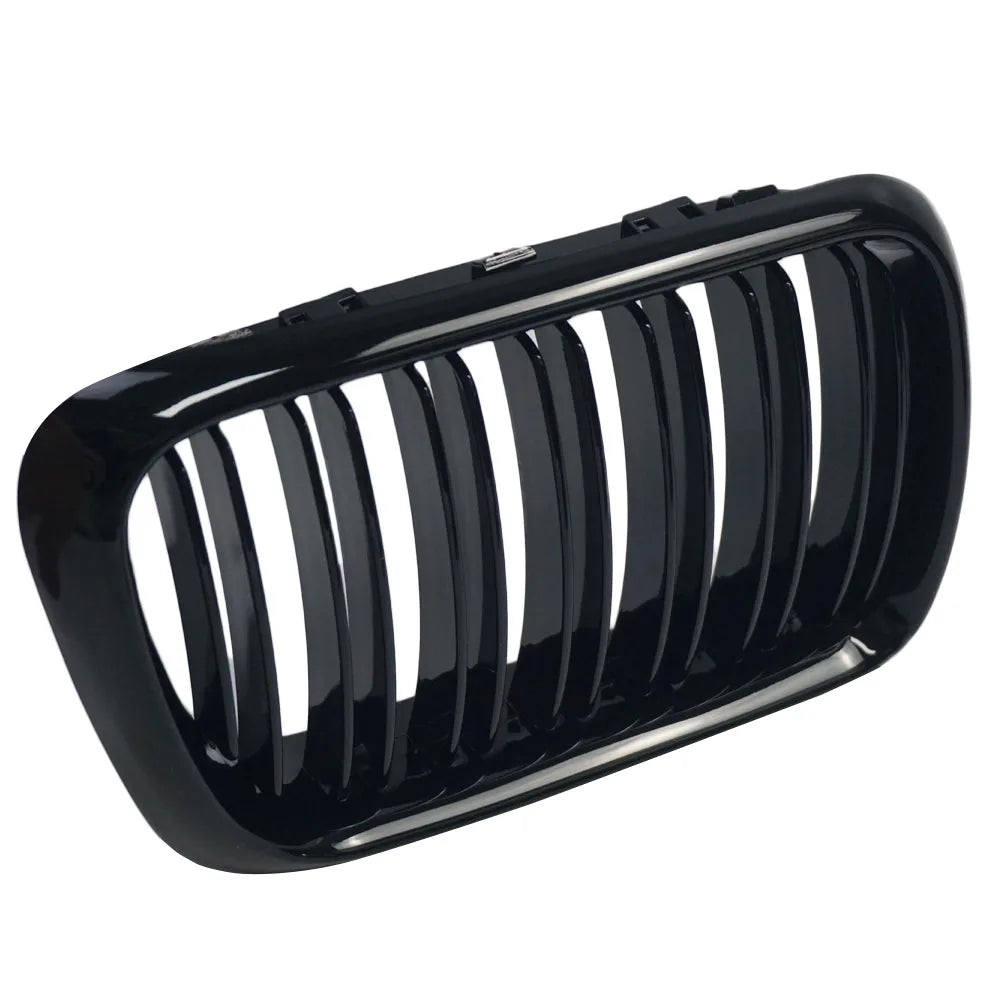 Gloss Black Kidney Grilles for BMW E36 (1997-1999). Replacement part enhances vehicle's front appearance.