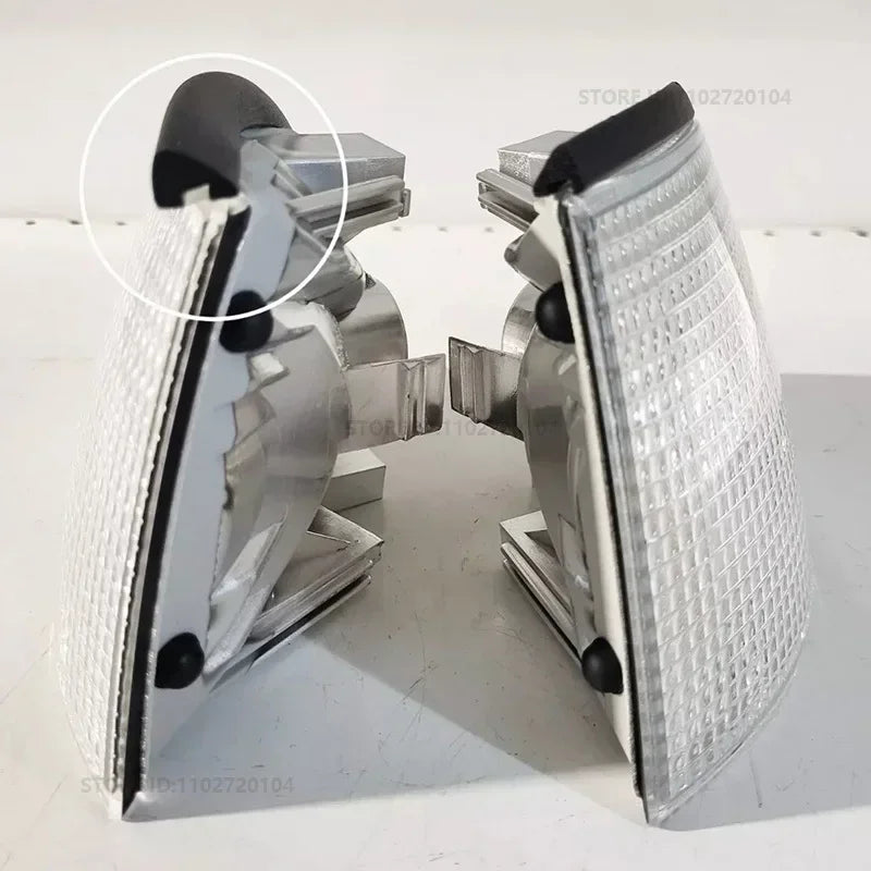 "Pair of chromed turn signal lamps for BMW E36 2-door vehicles (1992-1999), replacement for 316i to M3 models."