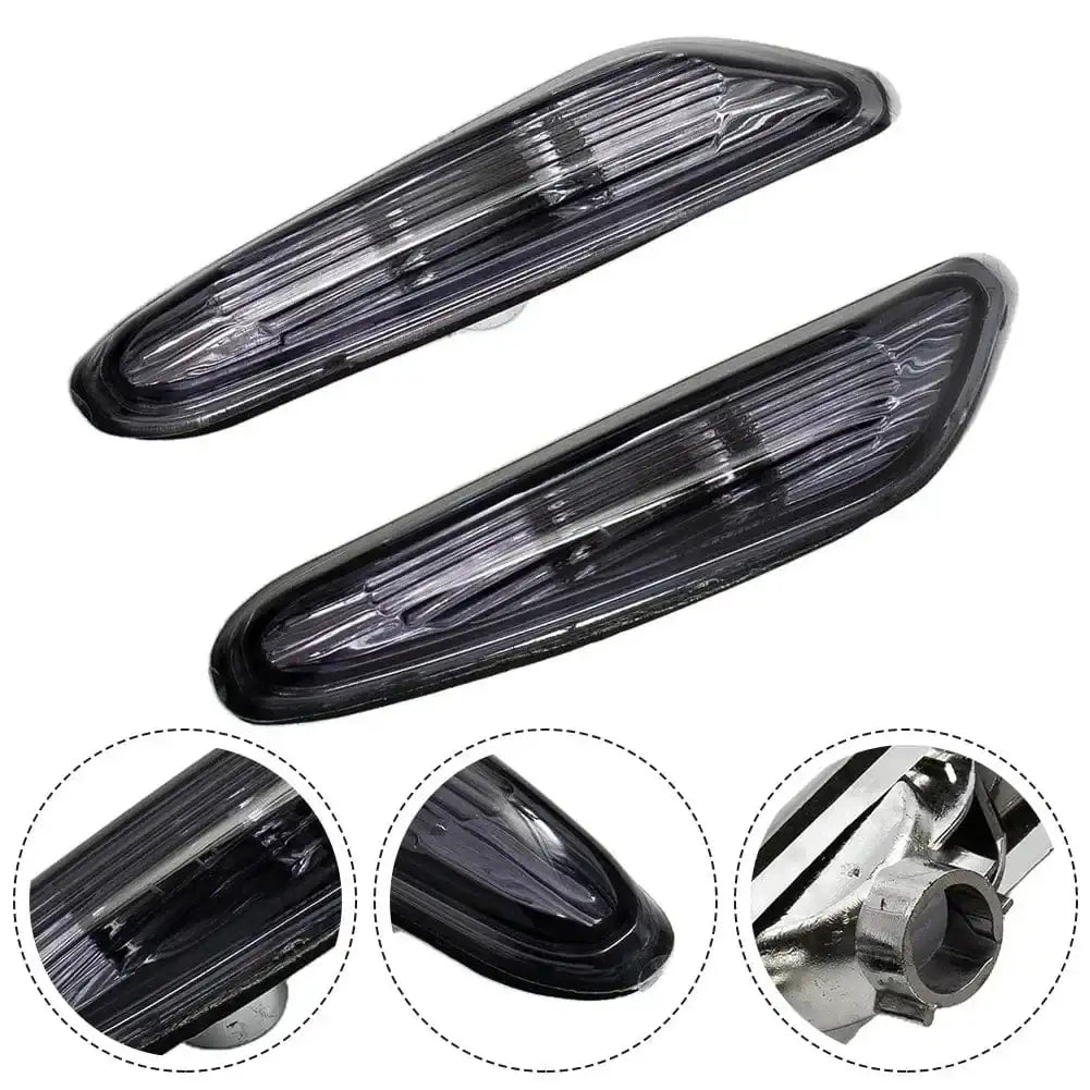 One Pair of Side Marker Light Turn Indicator Lamp for BMW E46 E60 E61 E83 (Gray/White) - JustUsRacers