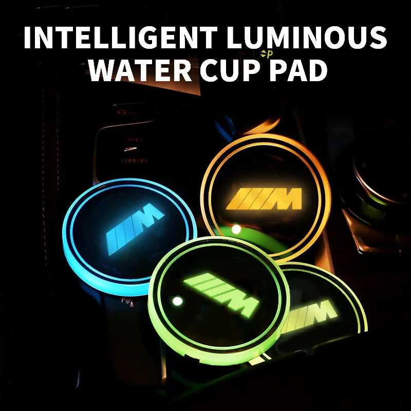 "Intelligent Luminescent Water Pad inside a vehicle's dashboard."