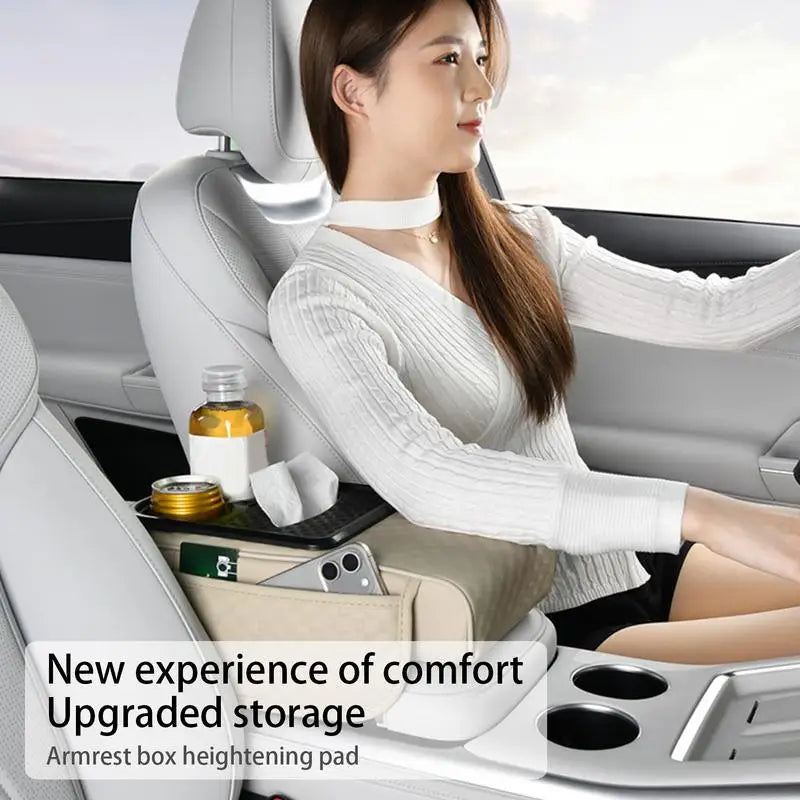 Leather Car Armrest Cover Cushion with Organizer - JustUsRacers