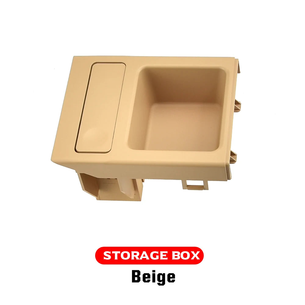 BMW E46 model (1999-2006) cup holder and coin tray. Compact storage solution for beverages and change.