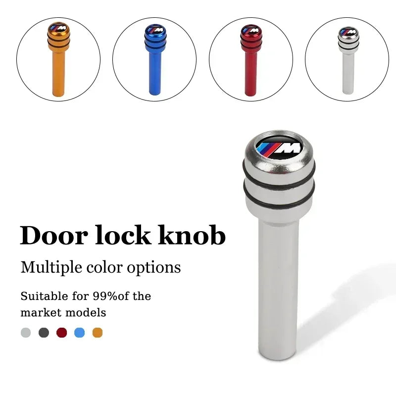 White and black metal door knob featuring interchangeable color options: red, blue, brass, and chrome.