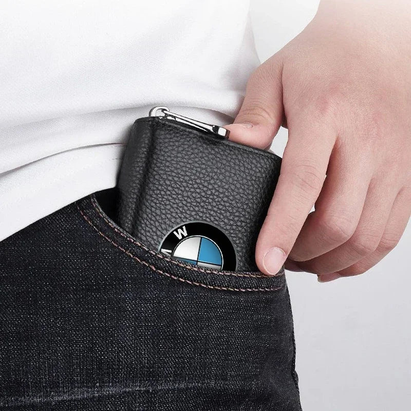 Black leather BMW-branded wallet for E36, E39, and E46 vehicles.