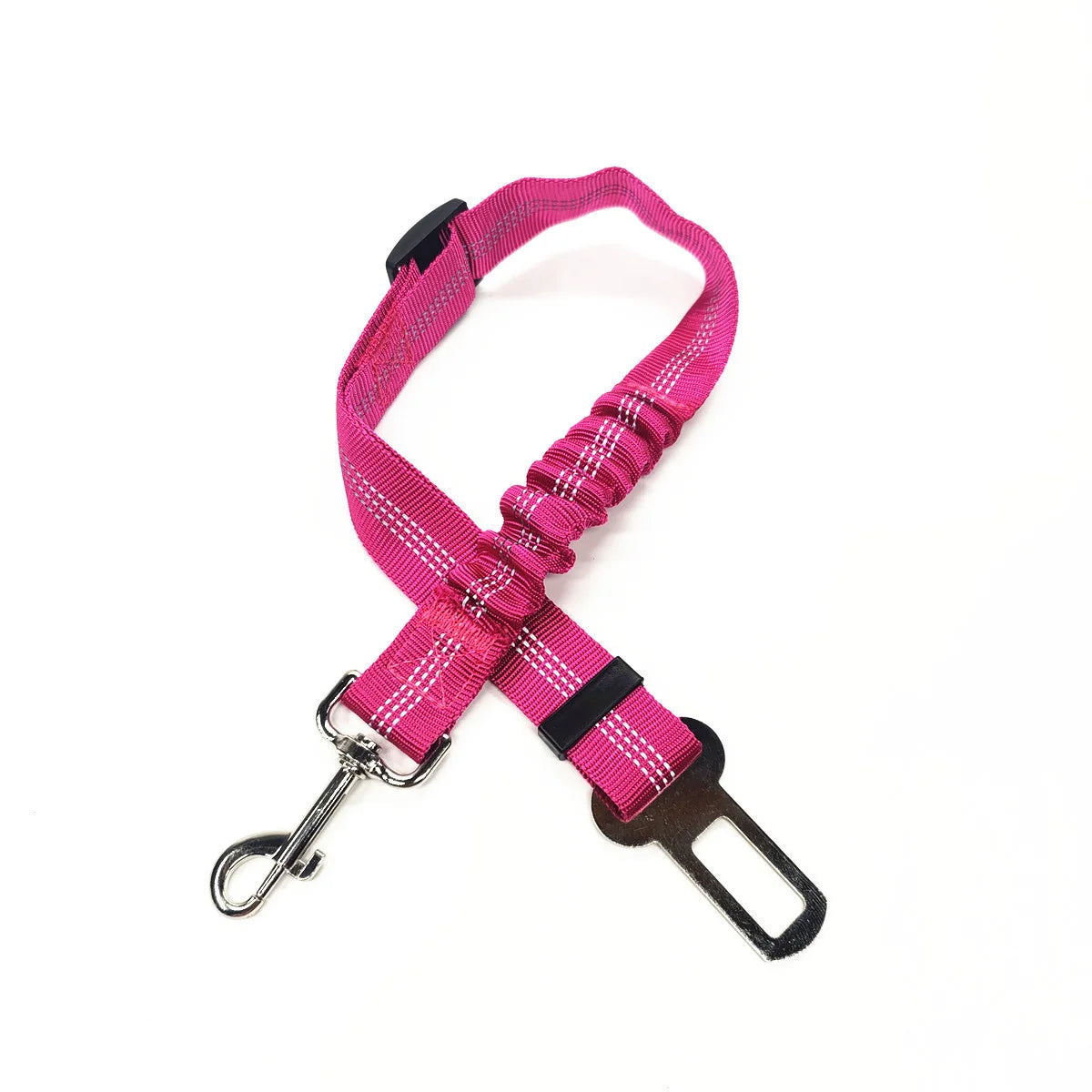 Pink leather-look dog leash with black handle — fits securely in hand. Suitable for small to medium dogs. Not for car use.