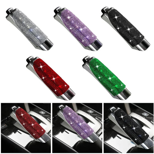 "Diamond handbrake cover with LED lights in four color options, enhancing your car's interior."
