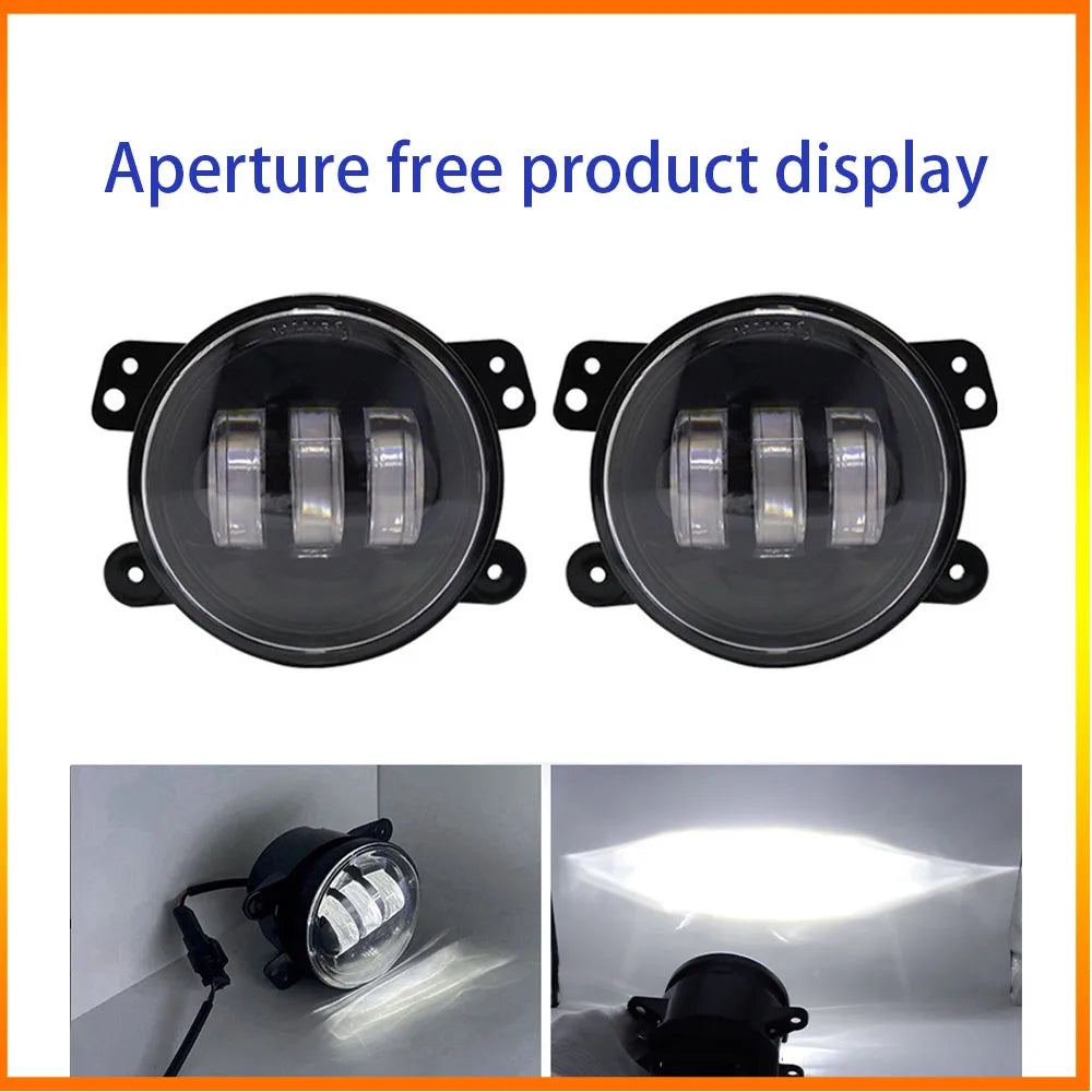 'Wrangler LED angel eye fog lights - 4" dual color, 2pc set. Upgrade your rig's style and visibility.'