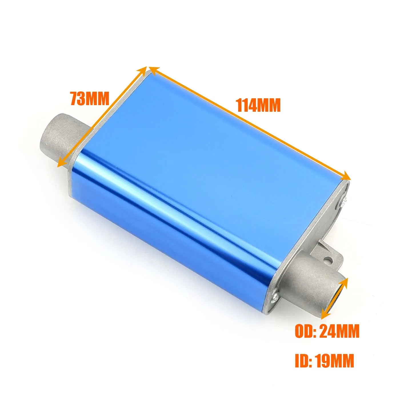 "Blue aluminum 24mm S-curved exhaust silencer for diesel heater pipe in cars, trucks, and campers."