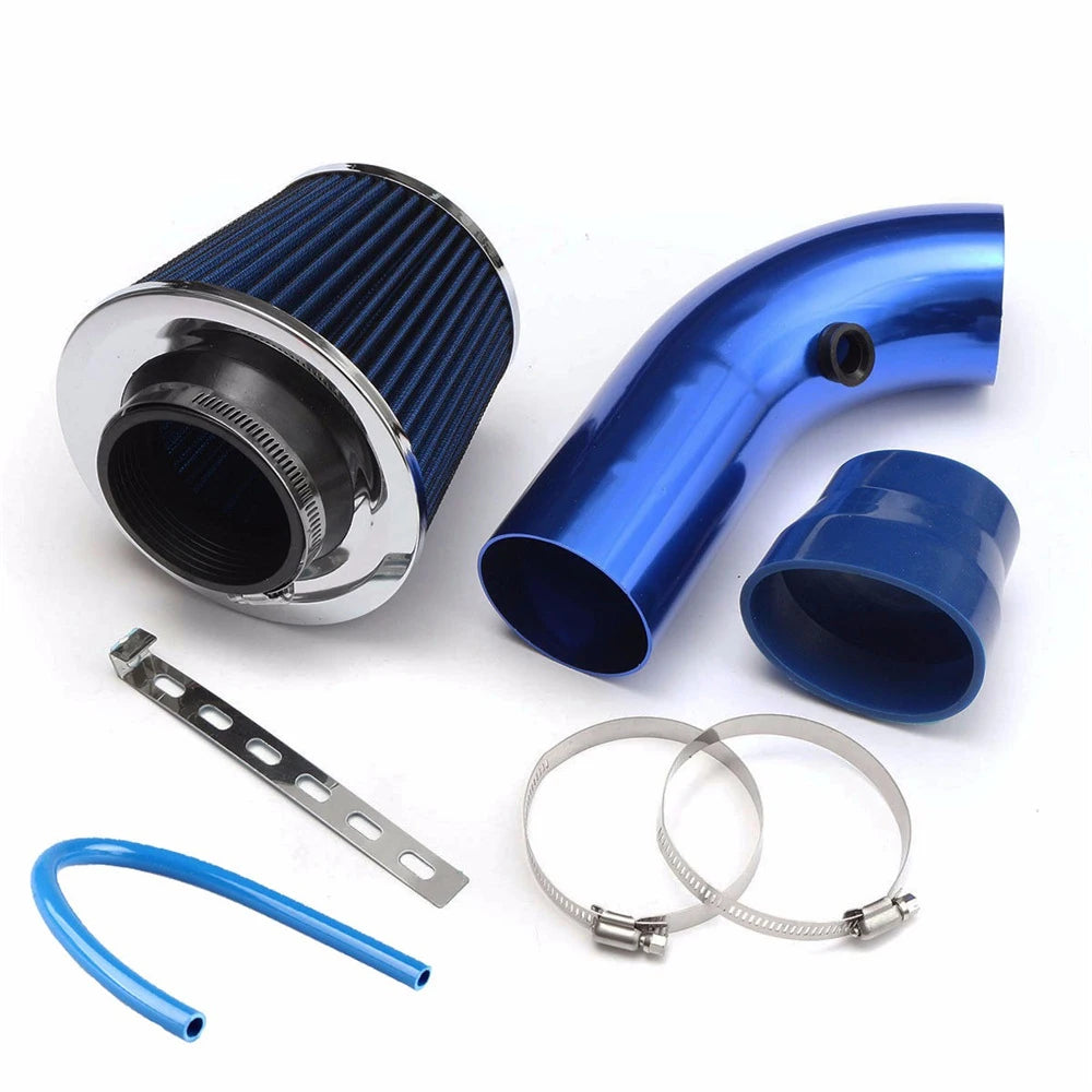 "76mm Winter Cold Air Intake Kit with mushroom filter and alloy pipe."