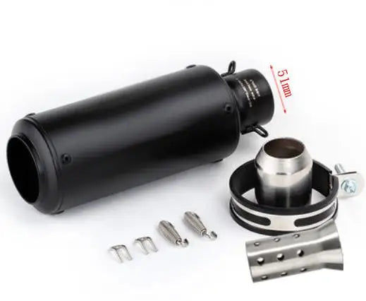 Black carbon exhaust with metal fitting for Suzuki GSX-S1000 and Versys motorcycles.