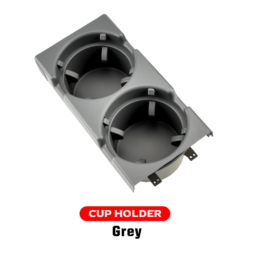 "BMW E46 Cup Holder and Coin Tray (1999-2006): Engineered for a perfect fit to accommodate cups and change, enhancing your dr