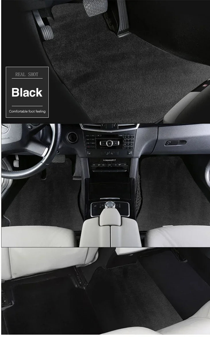 "BMW E36 Velour floor mats in black color, compatible with BMW models from 1990 to 2000."